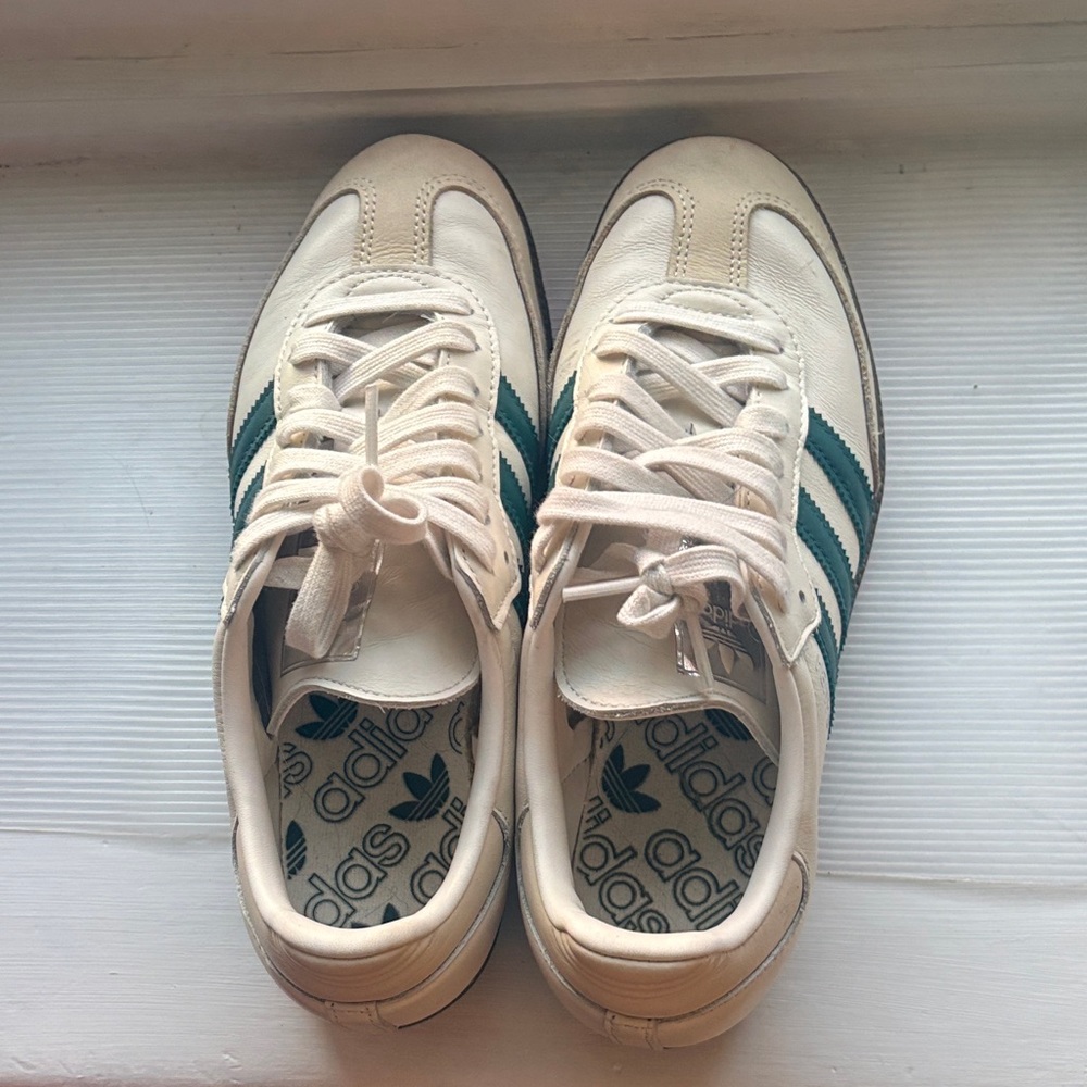 Adidas Sambas Sneakers in Green and Cream